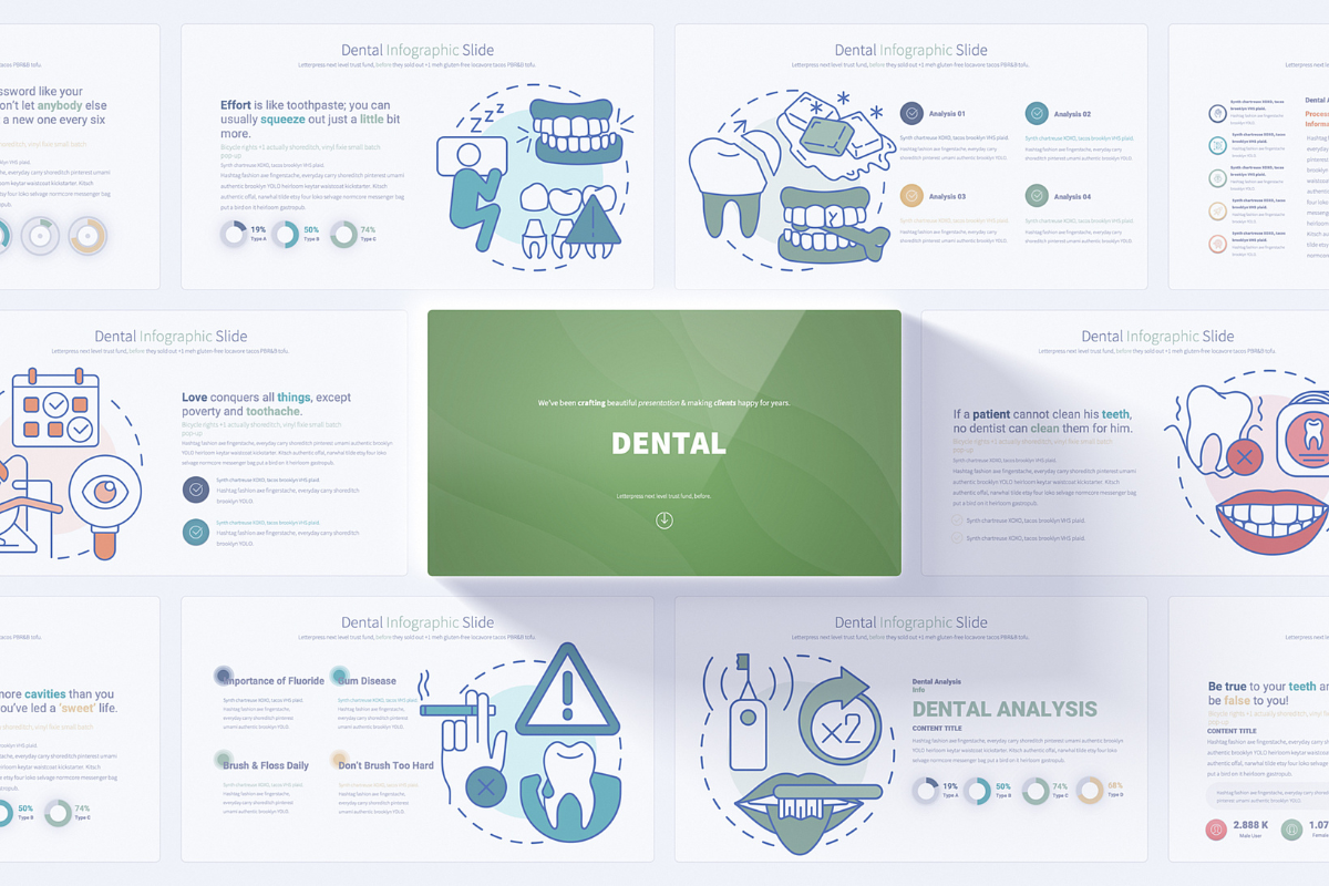 Dental Infographics PowerPoint Slides - Editable, Full HD Templates for Dental Clinics & Health Presentations